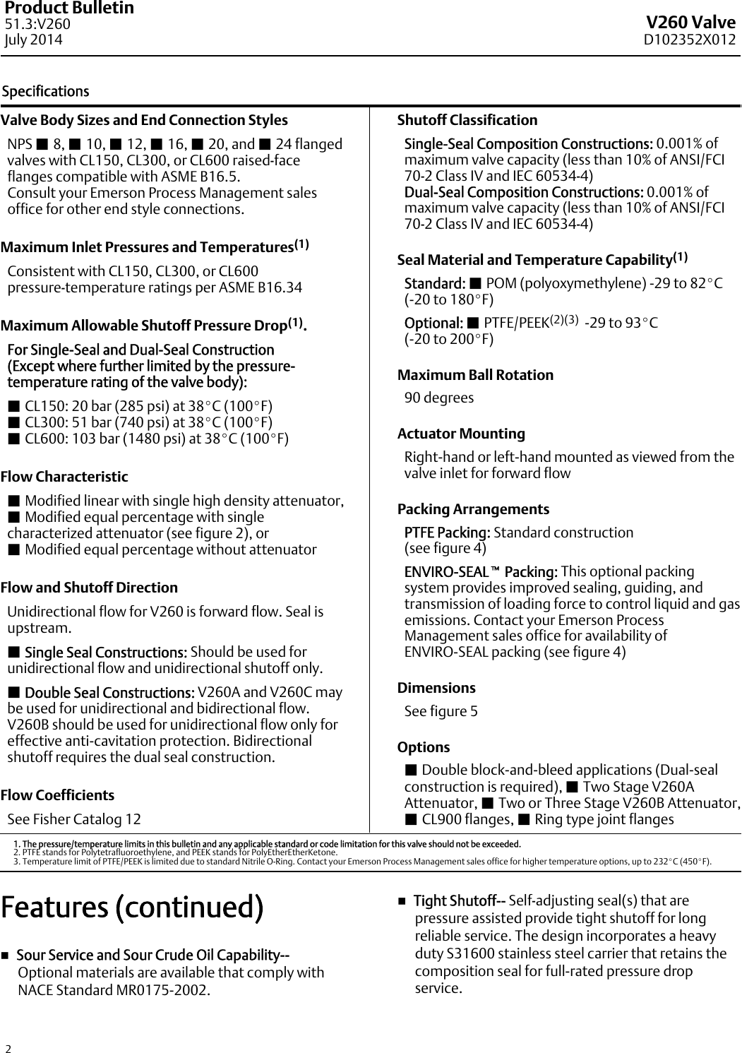 Page 2 of 8 - Emerson Emerson-Fisher-V260-Data-Sheet-  Emerson-fisher-v260-data-sheet