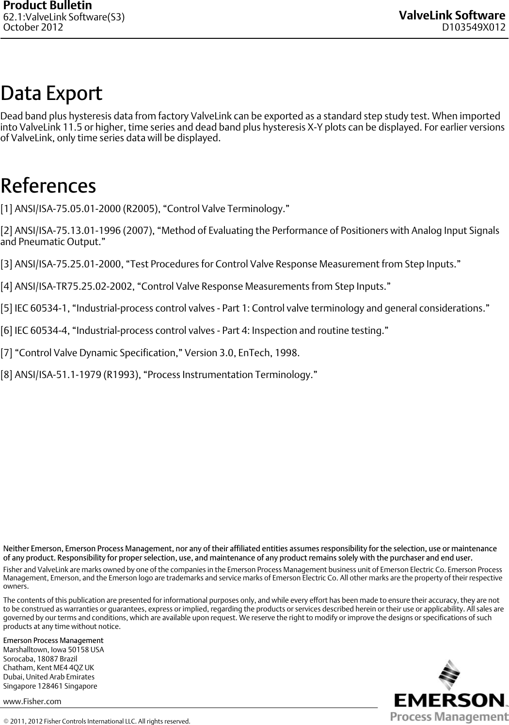 Page 4 of 4 - Emerson Emerson-Fisher-Valvelink-Software-Data-Sheet-  Emerson-fisher-valvelink-software-data-sheet