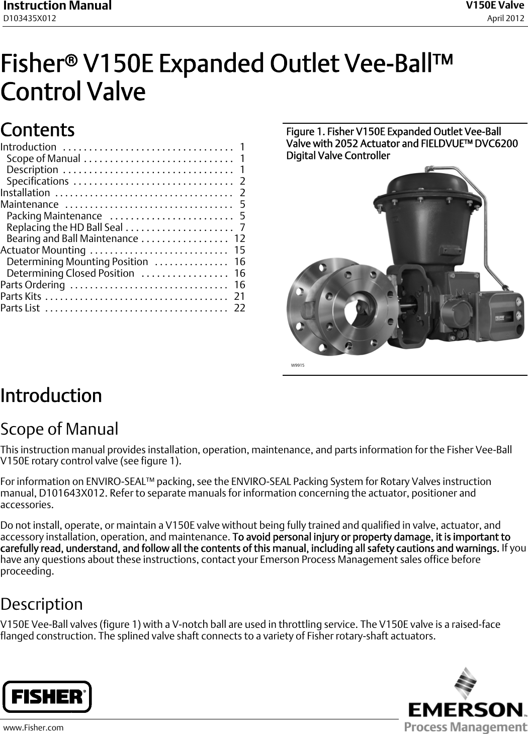 Fisher V150 Manual / 1052 20 Actuator Instruction Manual By Rmc Process ...