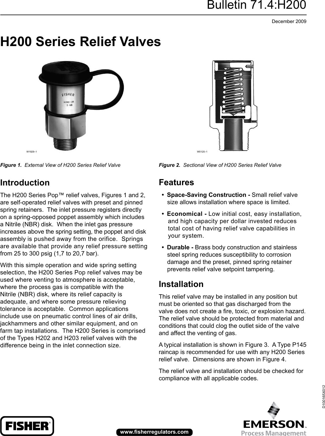 Page 1 of 4 - Emerson Emerson-H200-Series-Relief-Valves-Data-Sheet-  Emerson-h200-series-relief-valves-data-sheet