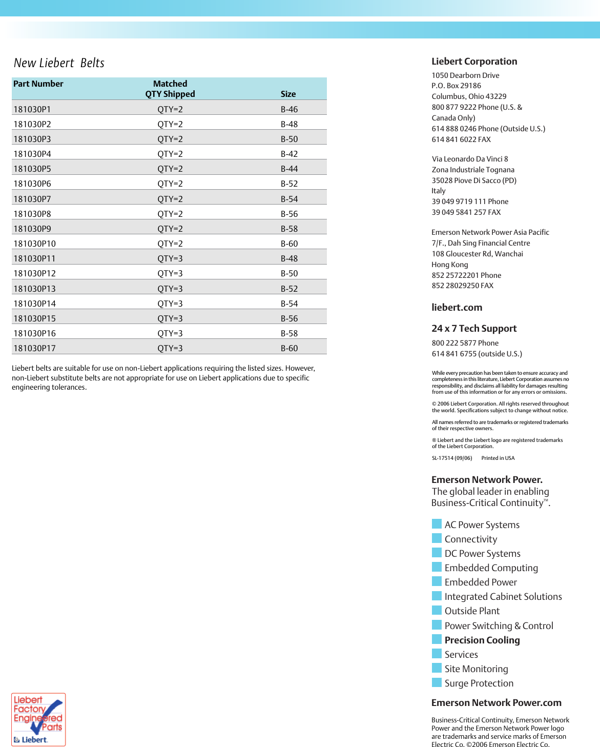 Page 2 of 2 - Emerson Emerson-Liebert-Ds-Belts-Brochure- 15615 Govern  Emerson-liebert-ds-belts-brochure