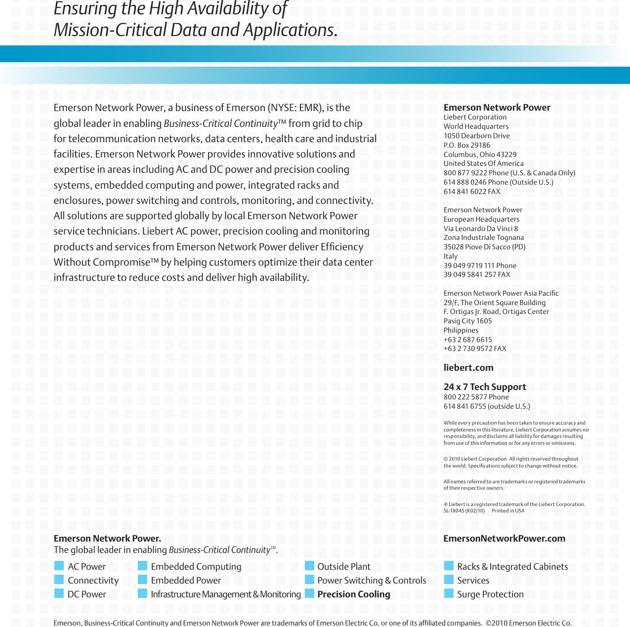 Page 8 of 8 - Emerson Emerson-Liebert-Economizer-Solutions-Brochures-And-Data-Sheets-  Emerson-liebert-economizer-solutions-brochures-and-data-sheets