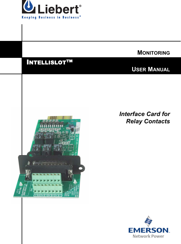 Page 1 of 12 - Emerson Emerson-Liebert-Intellislot-Relay-Card-Users-Manual-  Emerson-liebert-intellislot-relay-card-users-manual