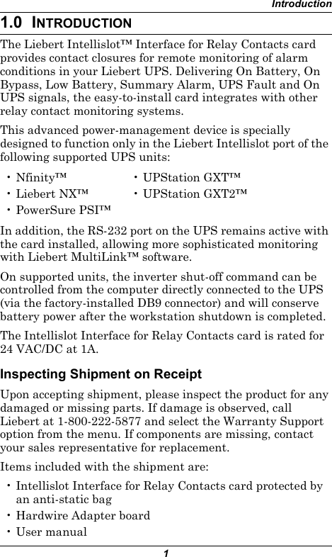Page 5 of 12 - Emerson Emerson-Liebert-Intellislot-Relay-Card-Users-Manual-  Emerson-liebert-intellislot-relay-card-users-manual