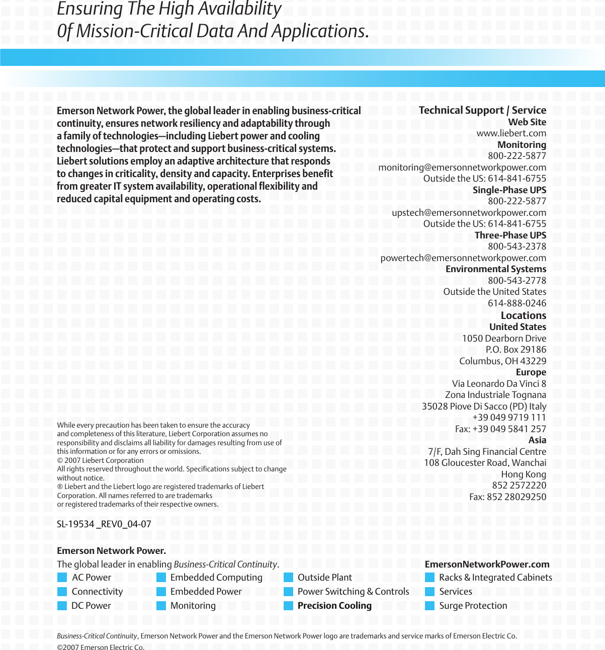 Page 8 of 8 - Emerson Emerson-Liebert-Opencomms-Sl-19534-Owners-Manual-  Emerson-liebert-opencomms-sl-19534-owners-manual