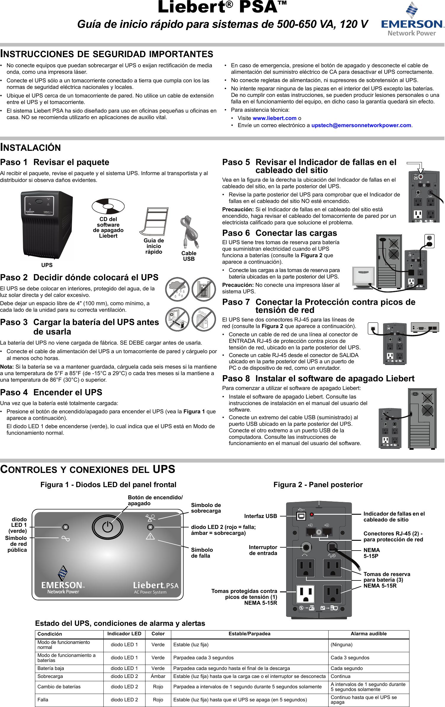 Page 1 of 2 - Emerson Emerson-Liebert-Psa-Line-Interactive-Ups-500-1500Va-Quick-Start-Manual-  Emerson-liebert-psa-line-interactive-ups-500-1500va-quick-start-manual