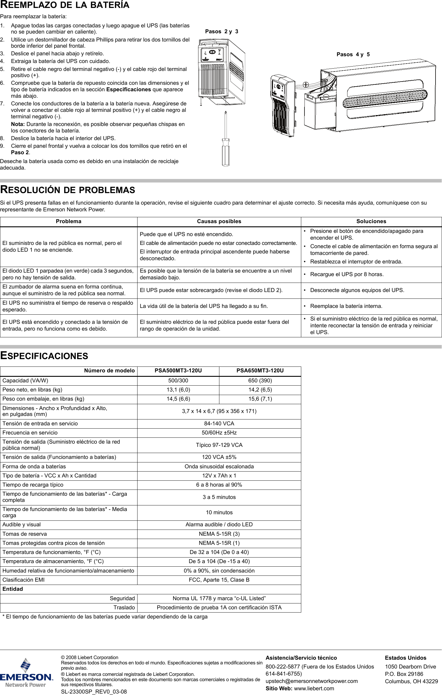 Page 2 of 2 - Emerson Emerson-Liebert-Psa-Line-Interactive-Ups-500-1500Va-Quick-Start-Manual-  Emerson-liebert-psa-line-interactive-ups-500-1500va-quick-start-manual