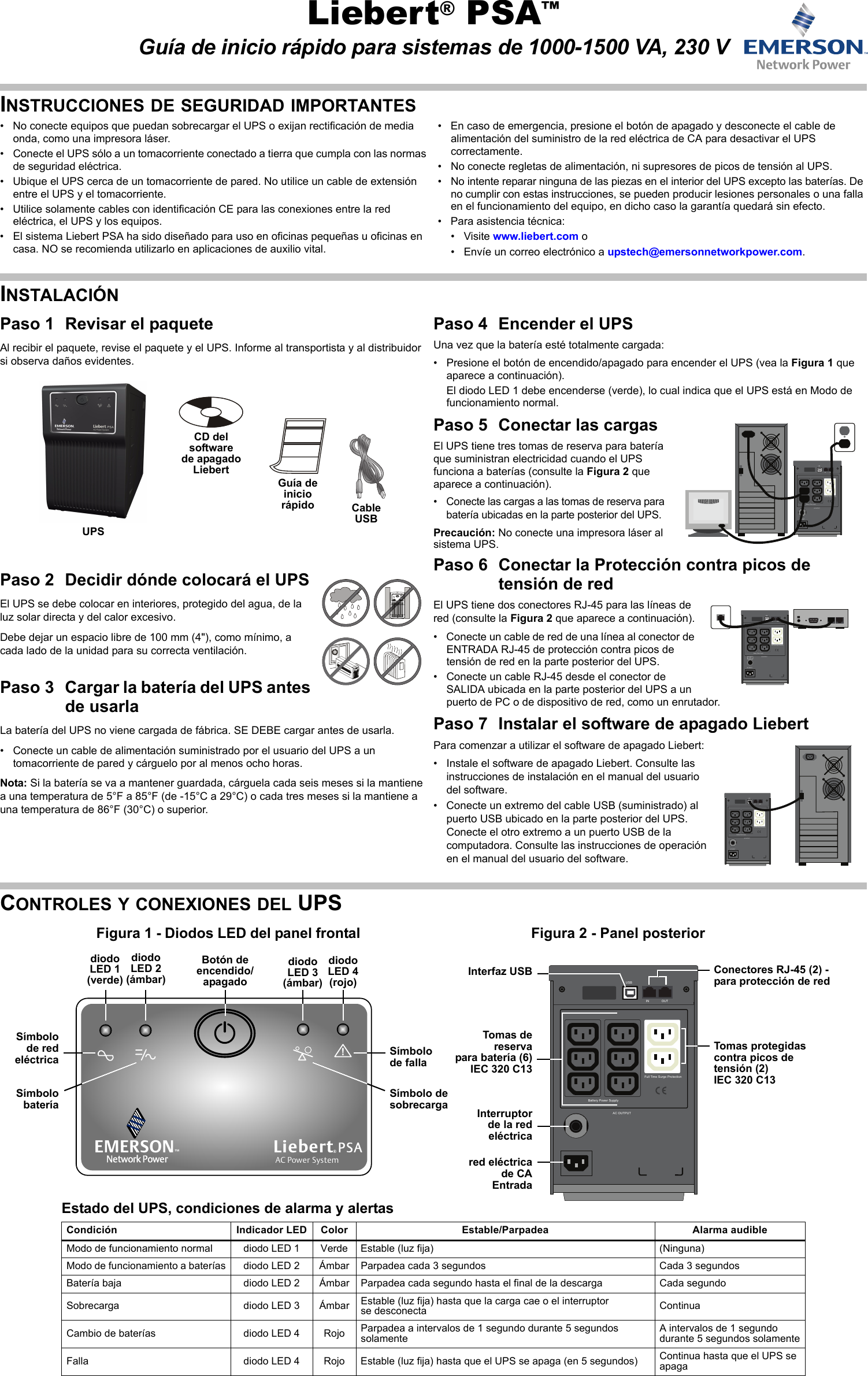 Page 1 of 2 - Emerson Emerson-Liebert-Psa-Line-Interactive-Ups-500-1500Va-Quick-Start-Manual-  Emerson-liebert-psa-line-interactive-ups-500-1500va-quick-start-manual