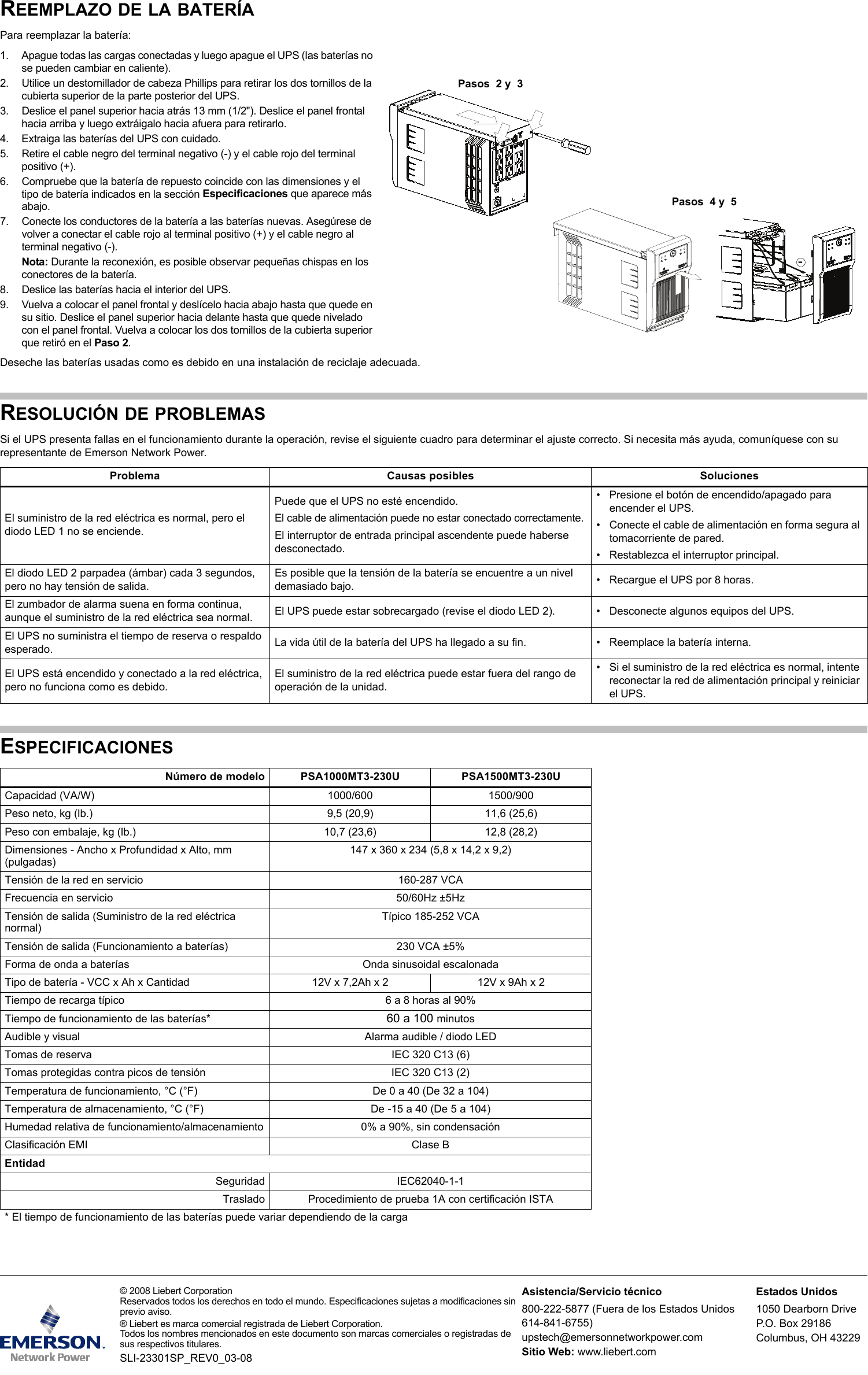 Page 2 of 2 - Emerson Emerson-Liebert-Psa-Line-Interactive-Ups-500-1500Va-Quick-Start-Manual-  Emerson-liebert-psa-line-interactive-ups-500-1500va-quick-start-manual