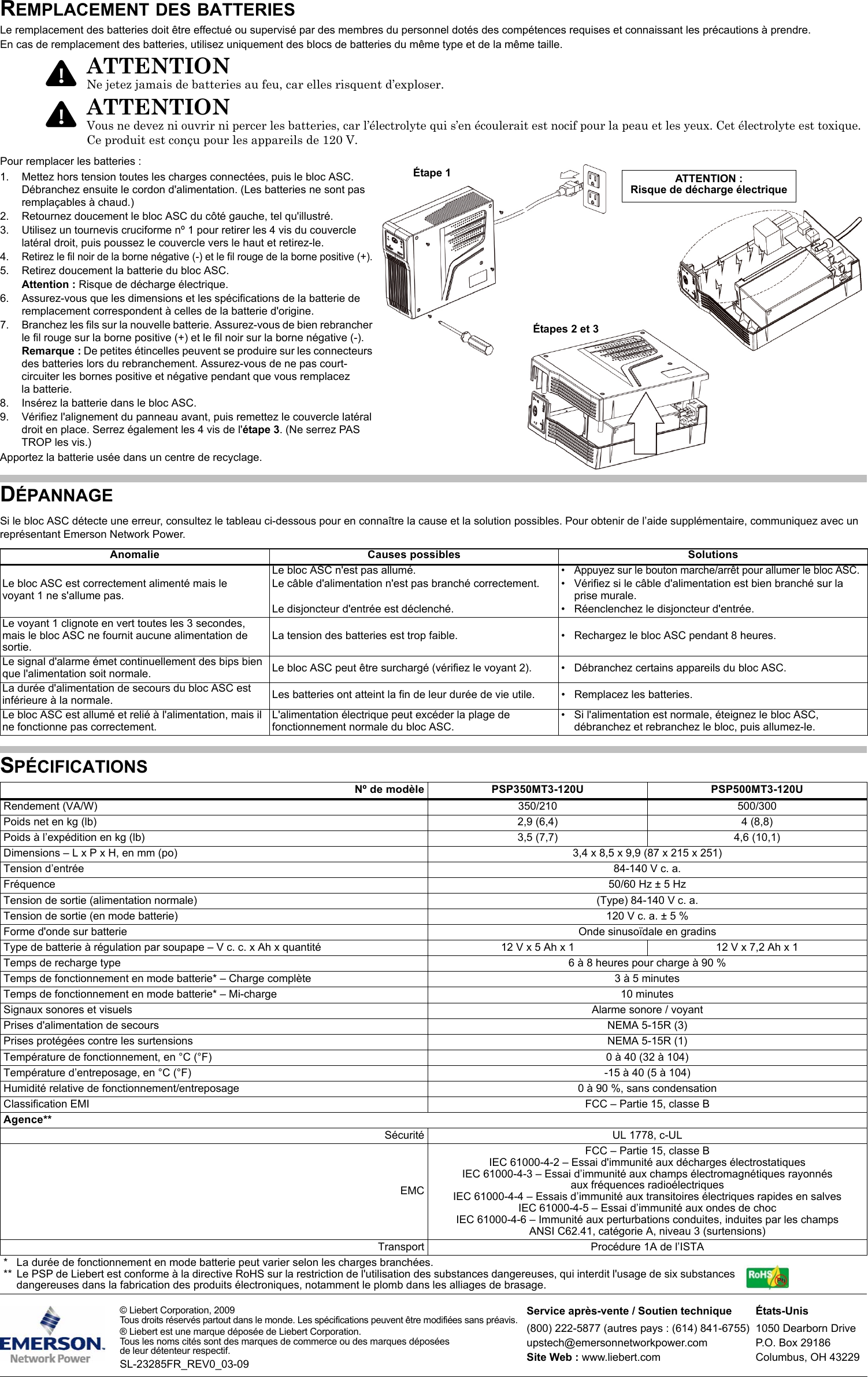 Page 2 of 2 - Emerson Emerson-Liebert-Psp-Stand-By-Ups-350-650Va-Quick-Start-Manual-  Emerson-liebert-psp-stand-by-ups-350-650va-quick-start-manual