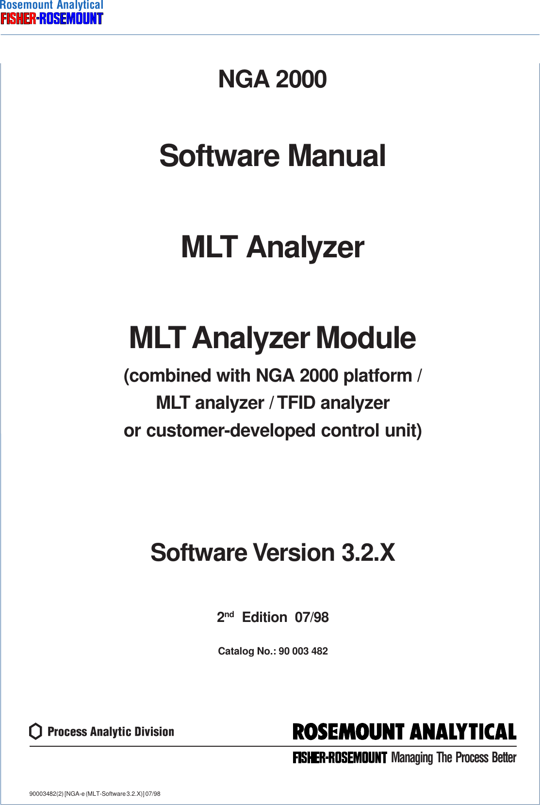Emerson Mlt Analyzer Module Nga 2000 Software Manual Analyzer/Modul
