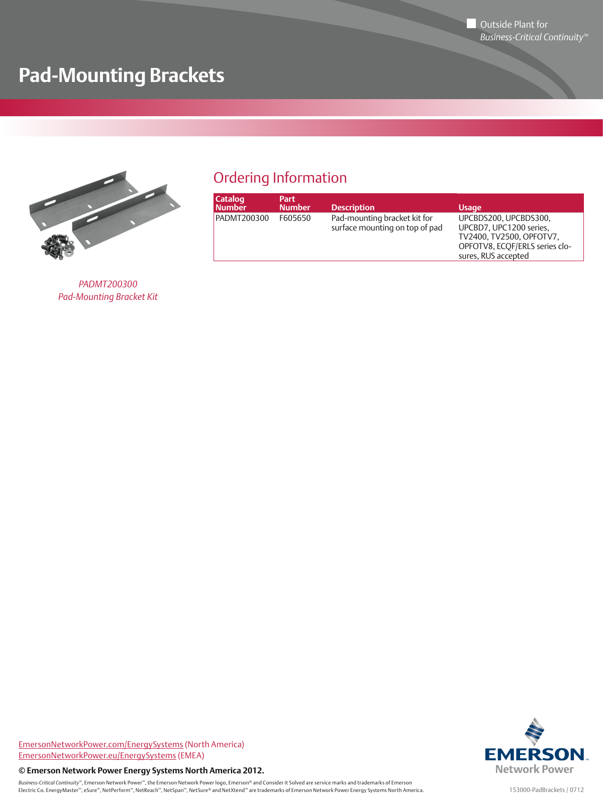 Page 1 of 1 - Emerson Emerson-Mounting-Brackets-Brochures-And-Data-Sheets- Emerson-mounting-brackets-brochures-and-data-sheets