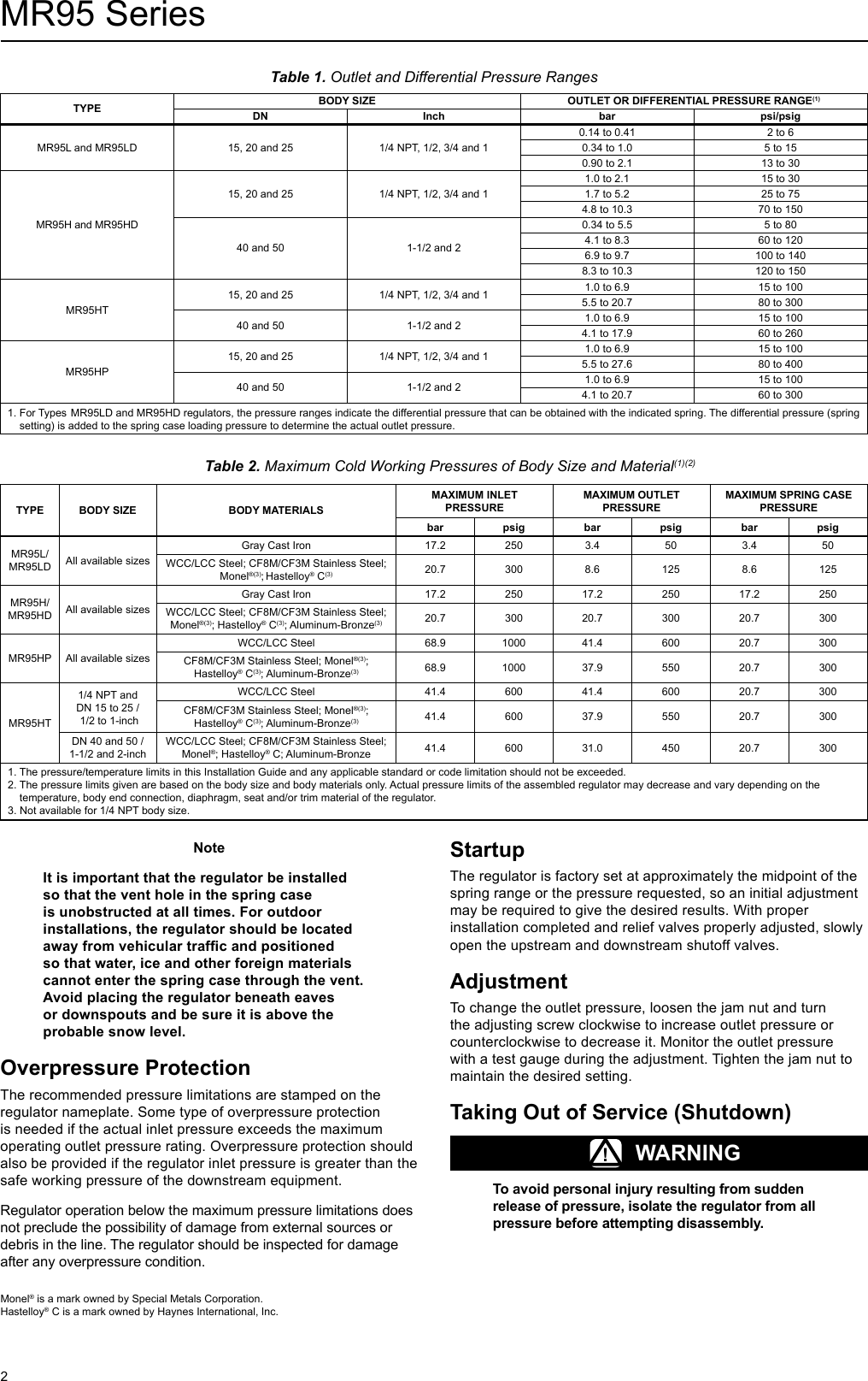 Page 2 of 4 - Emerson Emerson-Mr95-Series-Pressure-Reducing-Regulators-Installation-Guide-  Emerson-mr95-series-pressure-reducing-regulators-installation-guide