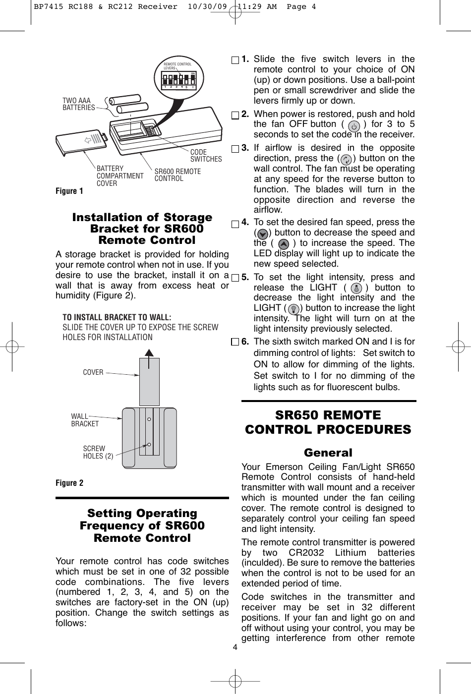 Page 4 of 12 - Emerson Emerson-Rc188-Owners-Manual- BP7415 RC188 & RC212 Receiver  Emerson-rc188-owners-manual