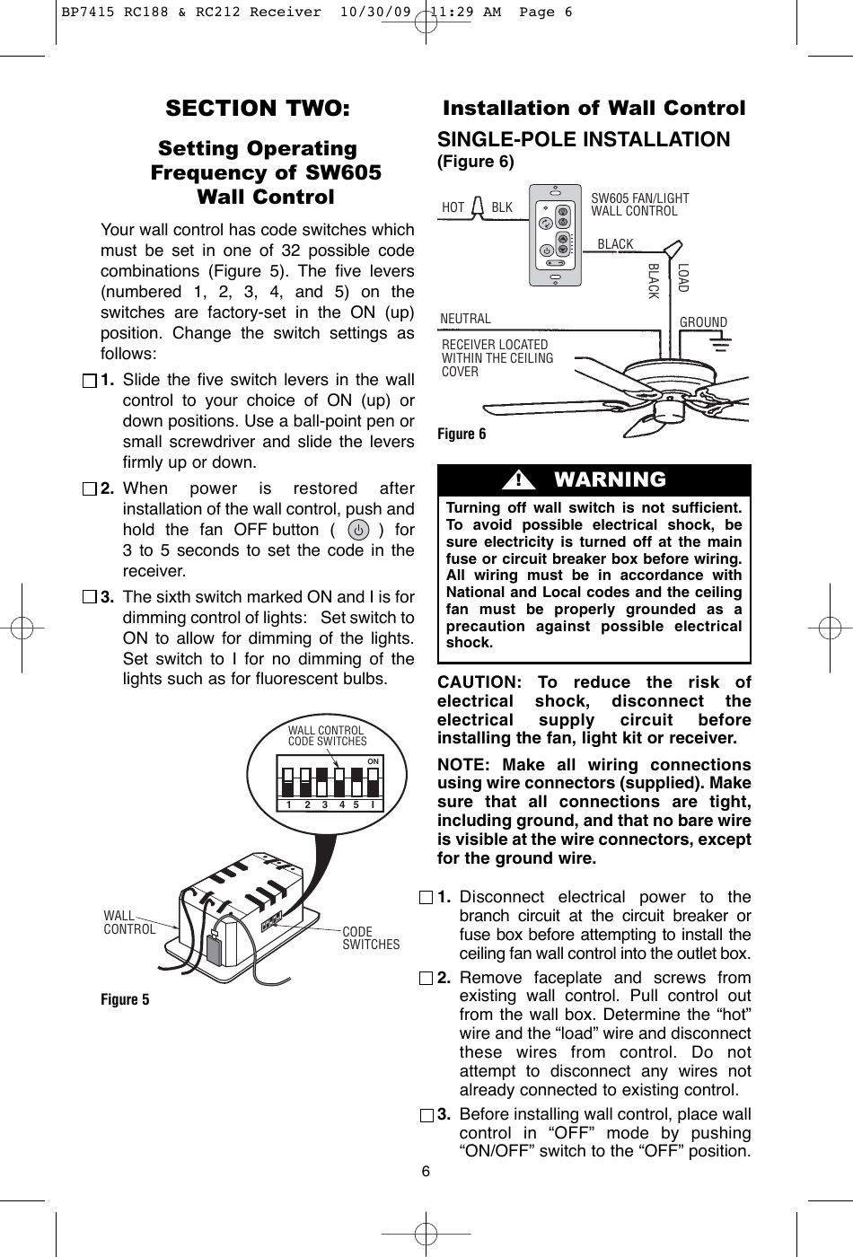 Page 6 of 12 - Emerson Emerson-Rc188-Owners-Manual- BP7415 RC188 & RC212 Receiver  Emerson-rc188-owners-manual