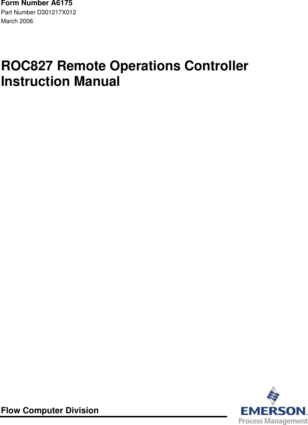 Emerson Roc827 Instruction Manual