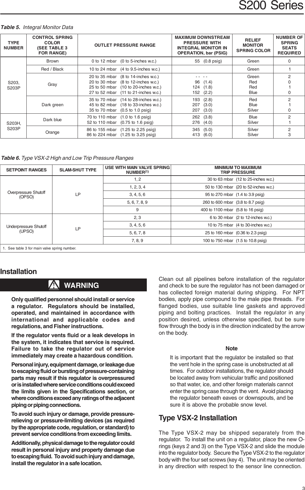 Page 3 of 6 - Emerson Emerson-S200-Series-Pressure-Reducing-Regulators-Installation-Guide- S200_IG_done.p65  Emerson-s200-series-pressure-reducing-regulators-installation-guide