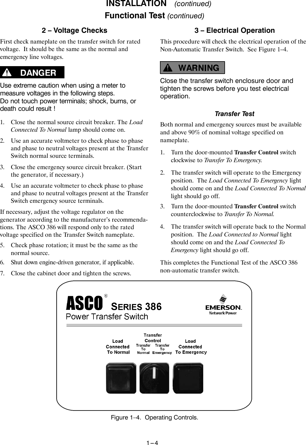 Page 6 of 12 - Emerson Emerson-Series-386-E-Design-Users-Manual- Operator's Manual For Series 386 N-ATS E 260-400 A, G 1000-3000 A UL/CSA  Emerson-series-386-e-design-users-manual