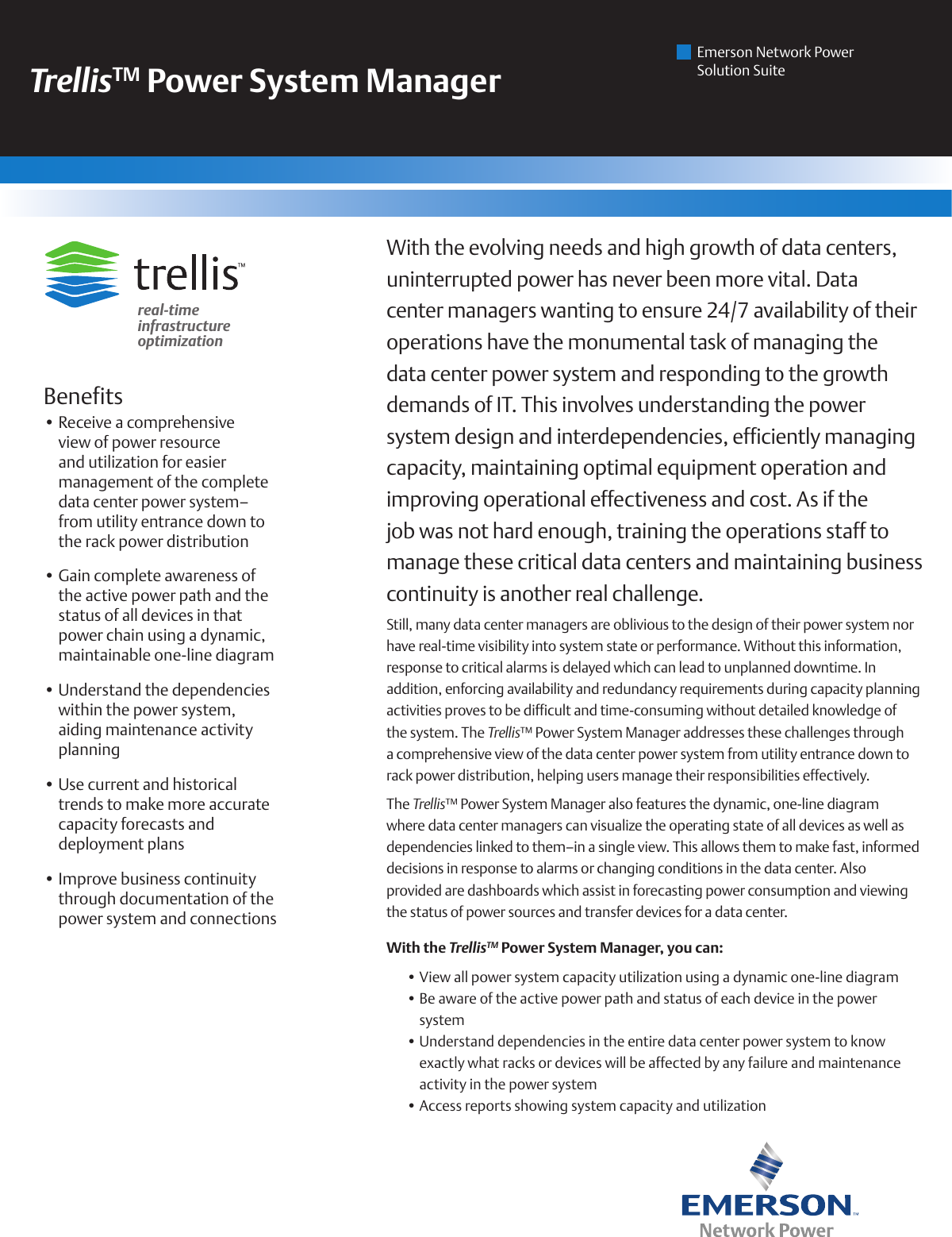 Emerson Trellis Power System Manager Brochures And Data Sheets