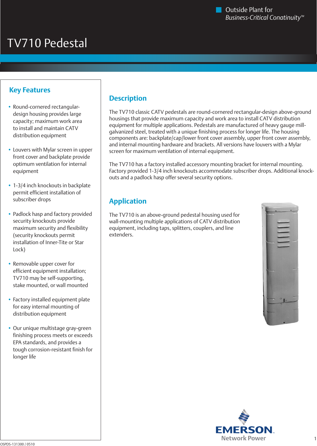 Emerson Tv710 Pedestals Brochures And Data Sheets