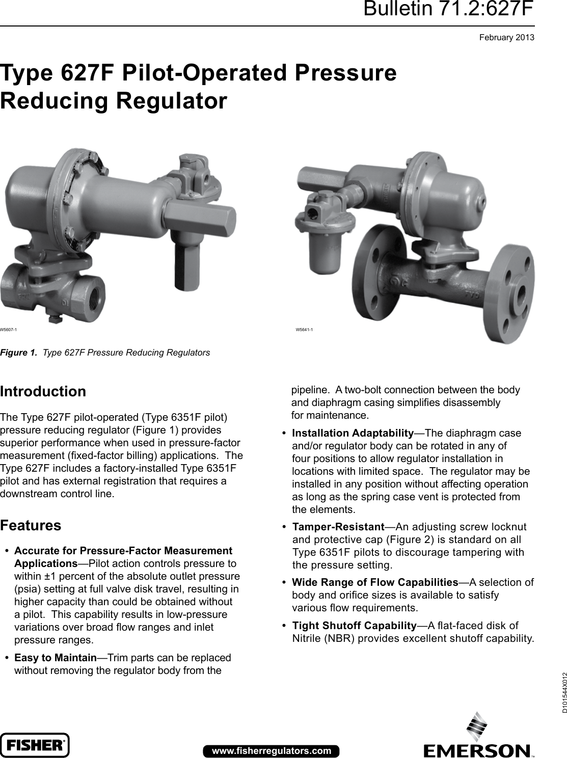 Emerson Type 627F Pressure Reducing Regulator Data Sheet