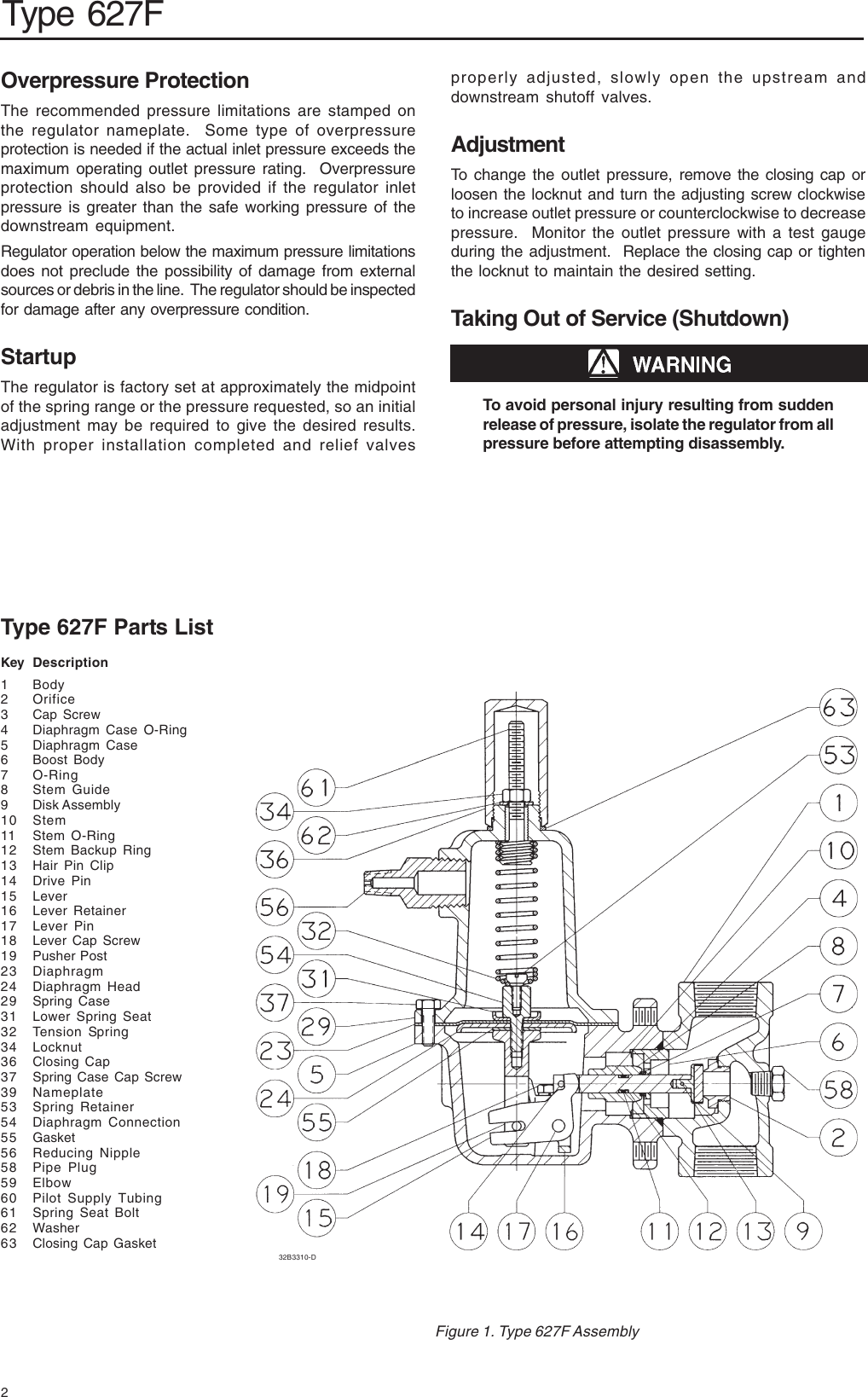 Page 2 of 4 - Emerson Emerson-Type-627F-Pressure-Reducing-Regulator-Installation-Guide- 627F_IG_pr.p65  Emerson-type-627f-pressure-reducing-regulator-installation-guide