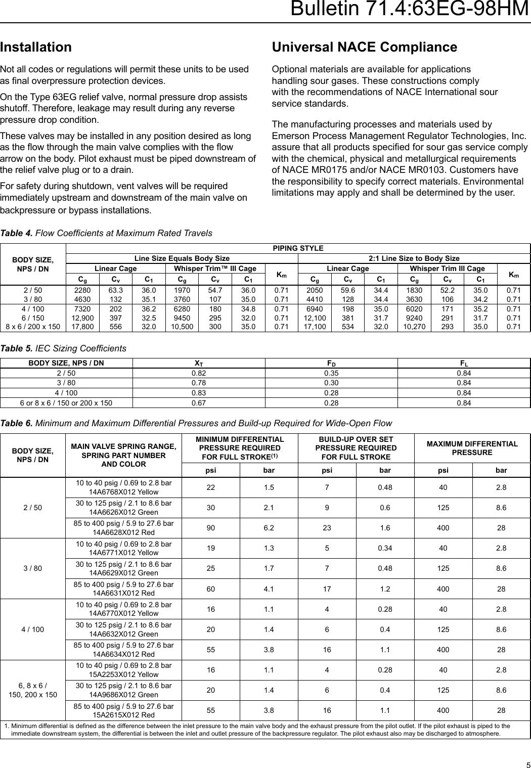 Page 5 of 8 - Emerson Emerson-Type-63Eg-98Hm-Pilot-Operated-Relief-Valve-Or-Backpressure-Regulator-Data-Sheet-  Emerson-type-63eg-98hm-pilot-operated-relief-valve-or-backpressure-regulator-data-sheet