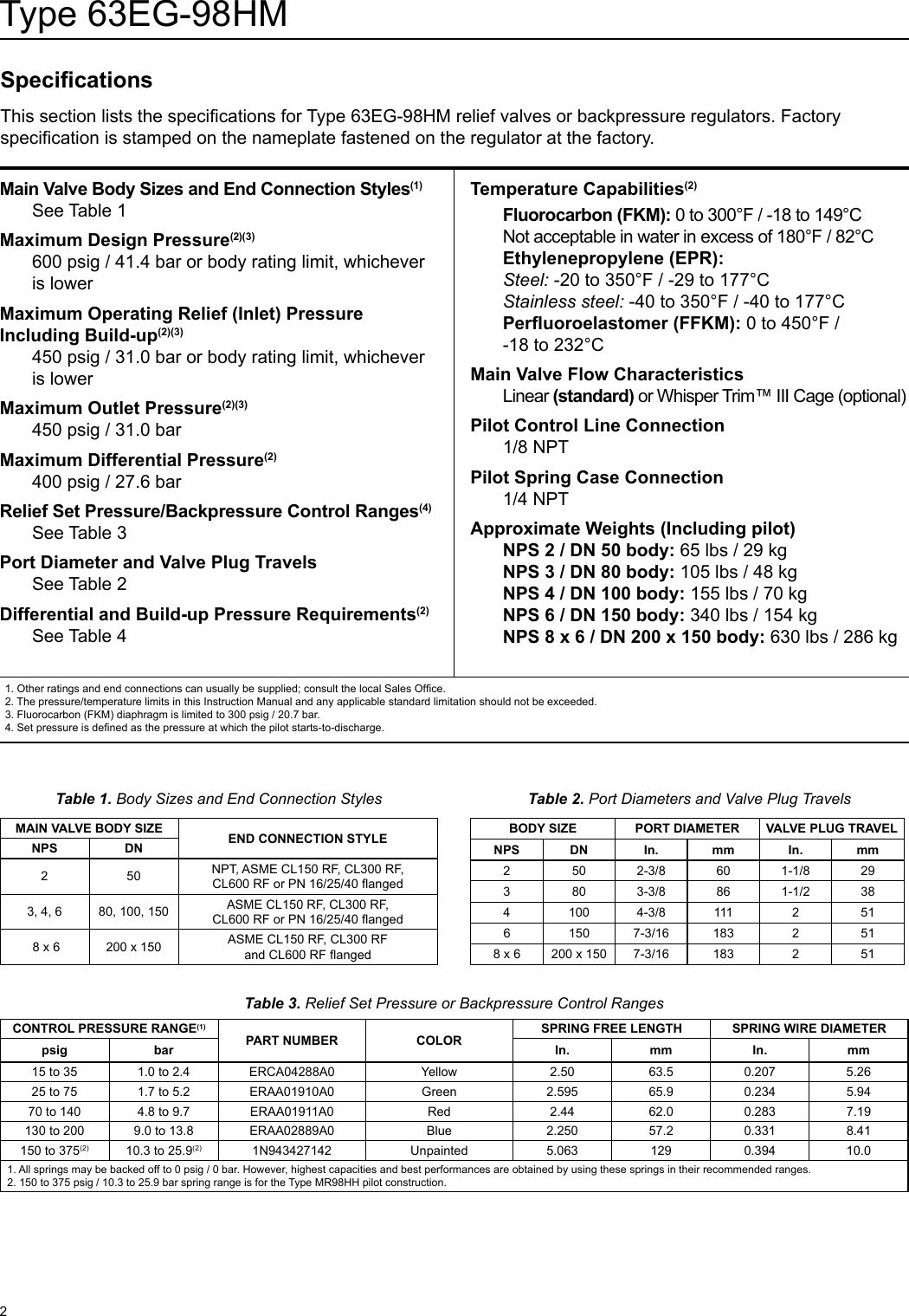 Page 2 of 12 - Emerson Emerson-Type-63Eg-98Hm-Pilot-Operated-Relief-Valve-Or-Backpressure-Regulator-Instruction-Manual-  Emerson-type-63eg-98hm-pilot-operated-relief-valve-or-backpressure-regulator-instruction-manual
