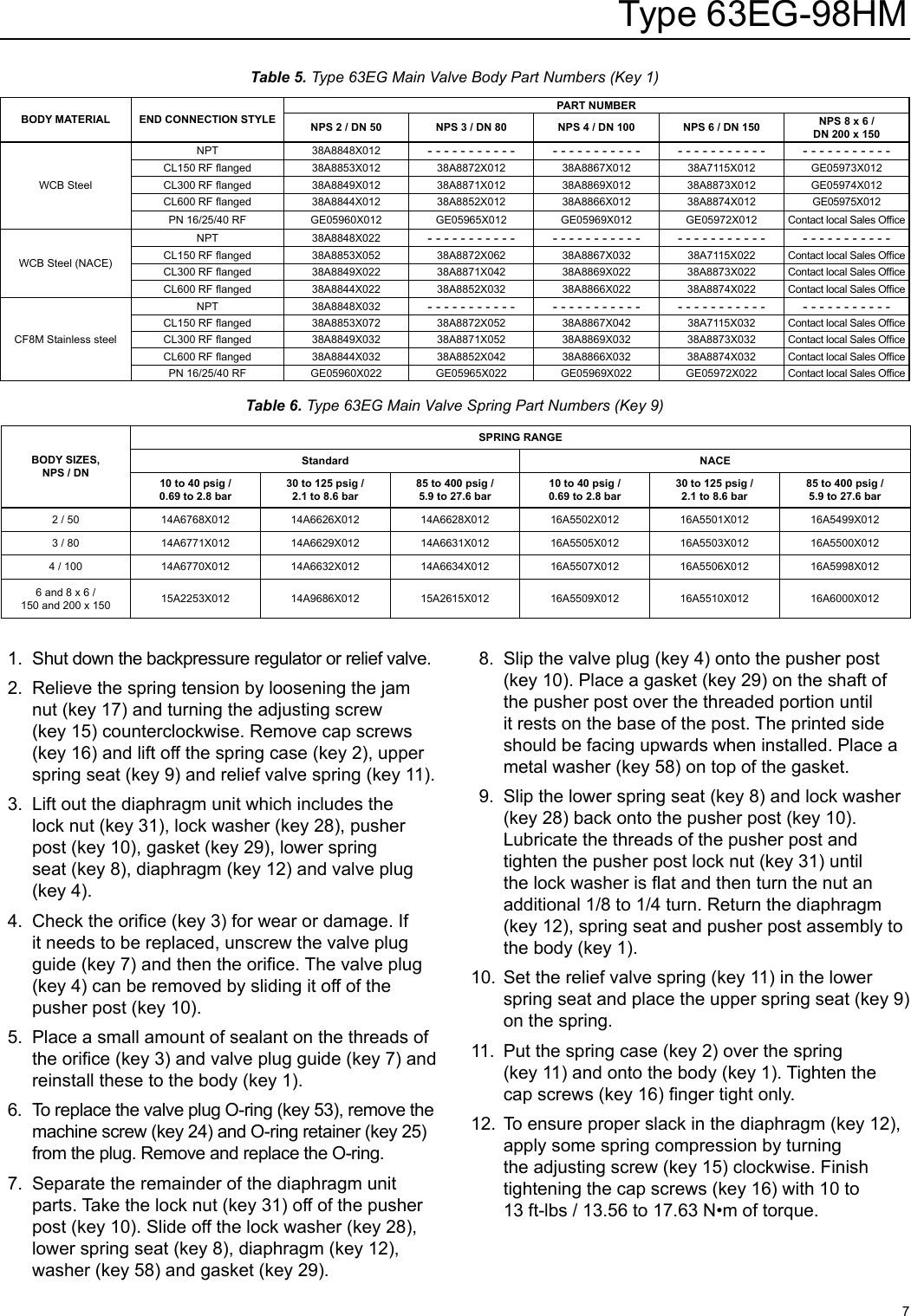 Page 7 of 12 - Emerson Emerson-Type-63Eg-98Hm-Pilot-Operated-Relief-Valve-Or-Backpressure-Regulator-Instruction-Manual-  Emerson-type-63eg-98hm-pilot-operated-relief-valve-or-backpressure-regulator-instruction-manual