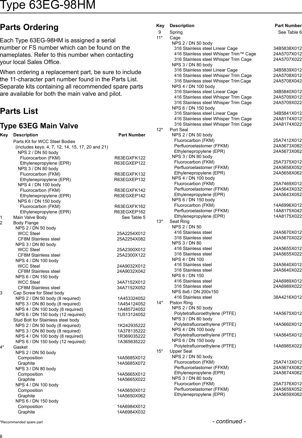 Page 8 of 12 - Emerson Emerson-Type-63Eg-98Hm-Pilot-Operated-Relief-Valve-Or-Backpressure-Regulator-Instruction-Manual-  Emerson-type-63eg-98hm-pilot-operated-relief-valve-or-backpressure-regulator-instruction-manual
