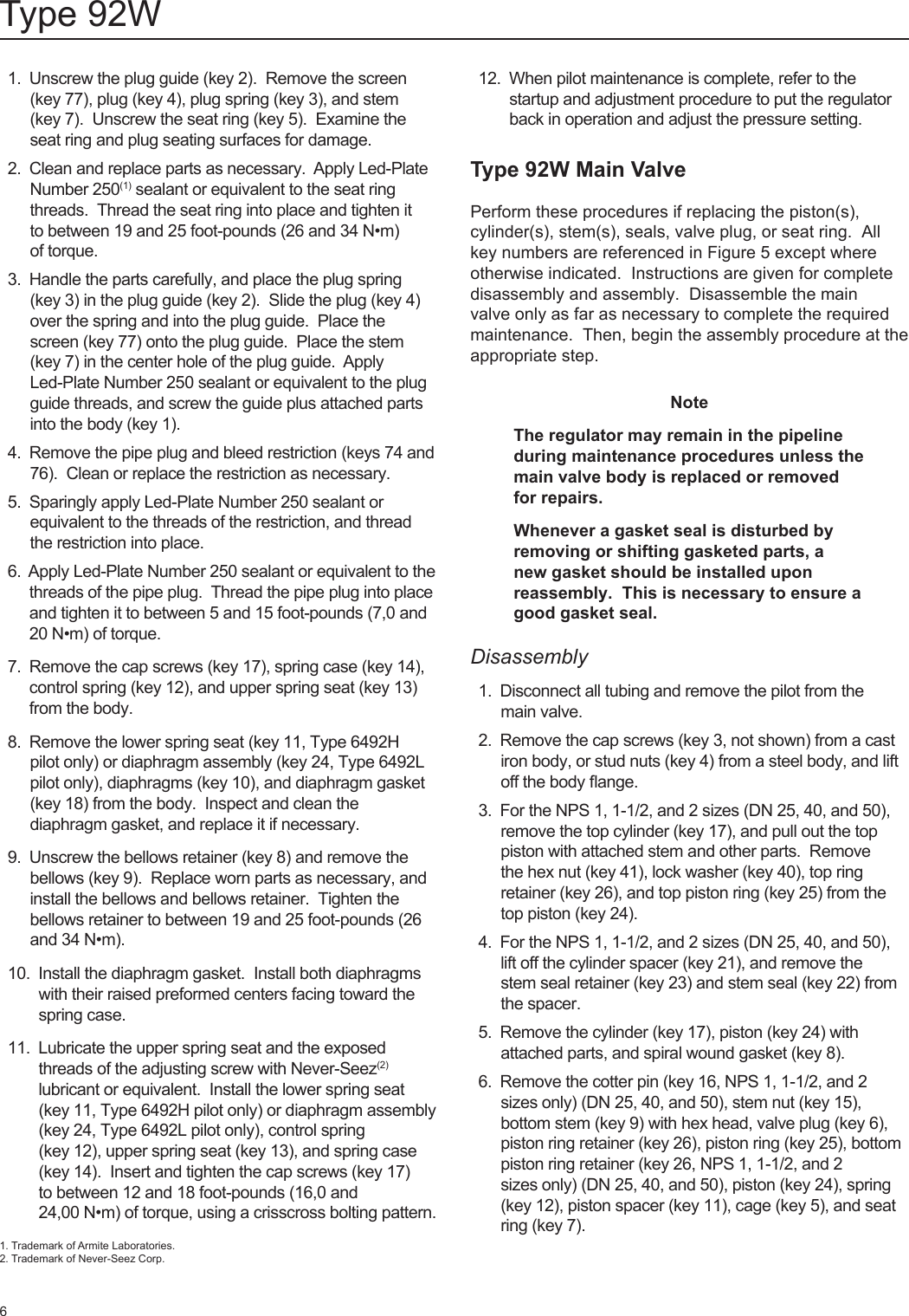 Page 6 of 12 - Emerson Emerson-Type-92W-Pressure-Reducing-Regulator-Instruction-Manual-  Emerson-type-92w-pressure-reducing-regulator-instruction-manual