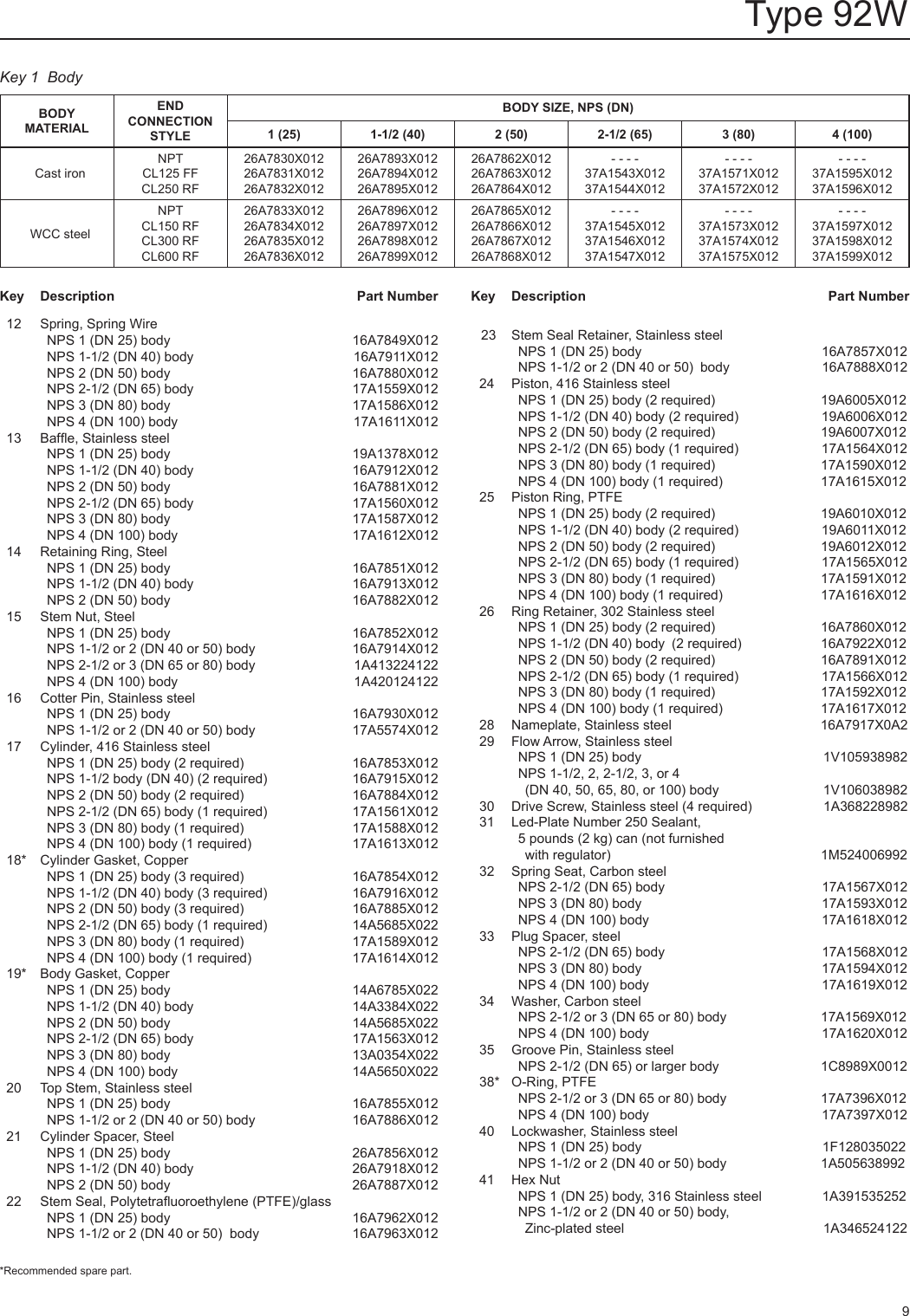 Page 9 of 12 - Emerson Emerson-Type-92W-Pressure-Reducing-Regulator-Instruction-Manual-  Emerson-type-92w-pressure-reducing-regulator-instruction-manual