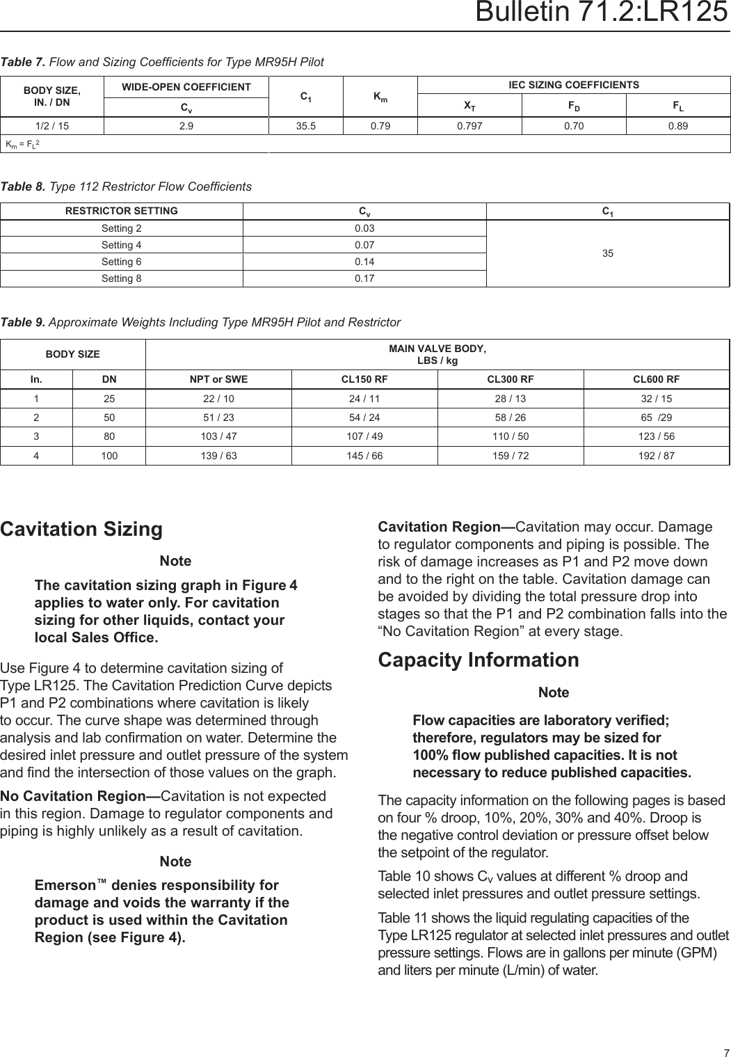 Page 7 of 12 - Emerson Emerson-Type-Lr125-Pressure-Reducing-Liquid-Regulator-Data-Sheet-  Emerson-type-lr125-pressure-reducing-liquid-regulator-data-sheet