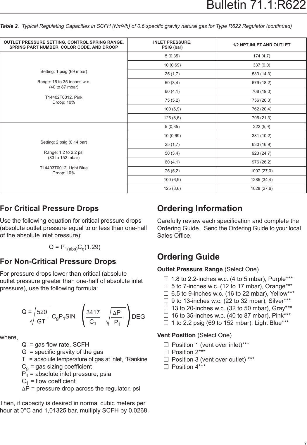 Emerson Type R622 Pressure Reducing Regulator Data Sheet