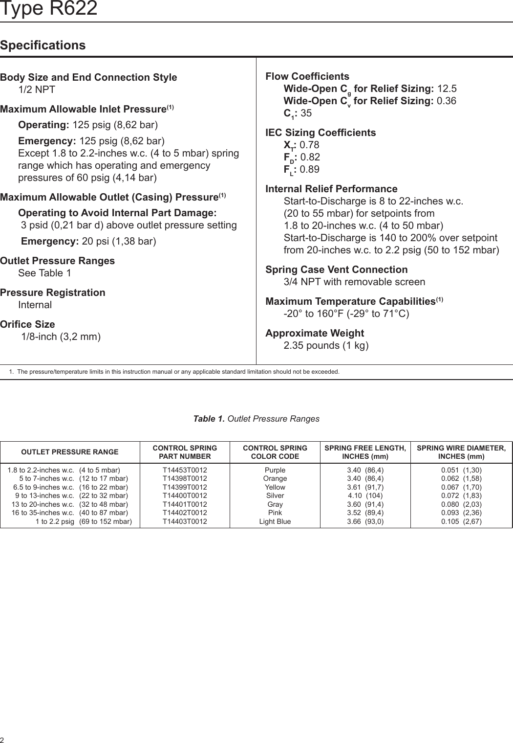 Page 2 of 8 - Emerson Emerson-Type-R622-Pressure-Reducing-Regulator-Instruction-Manual-  Emerson-type-r622-pressure-reducing-regulator-instruction-manual