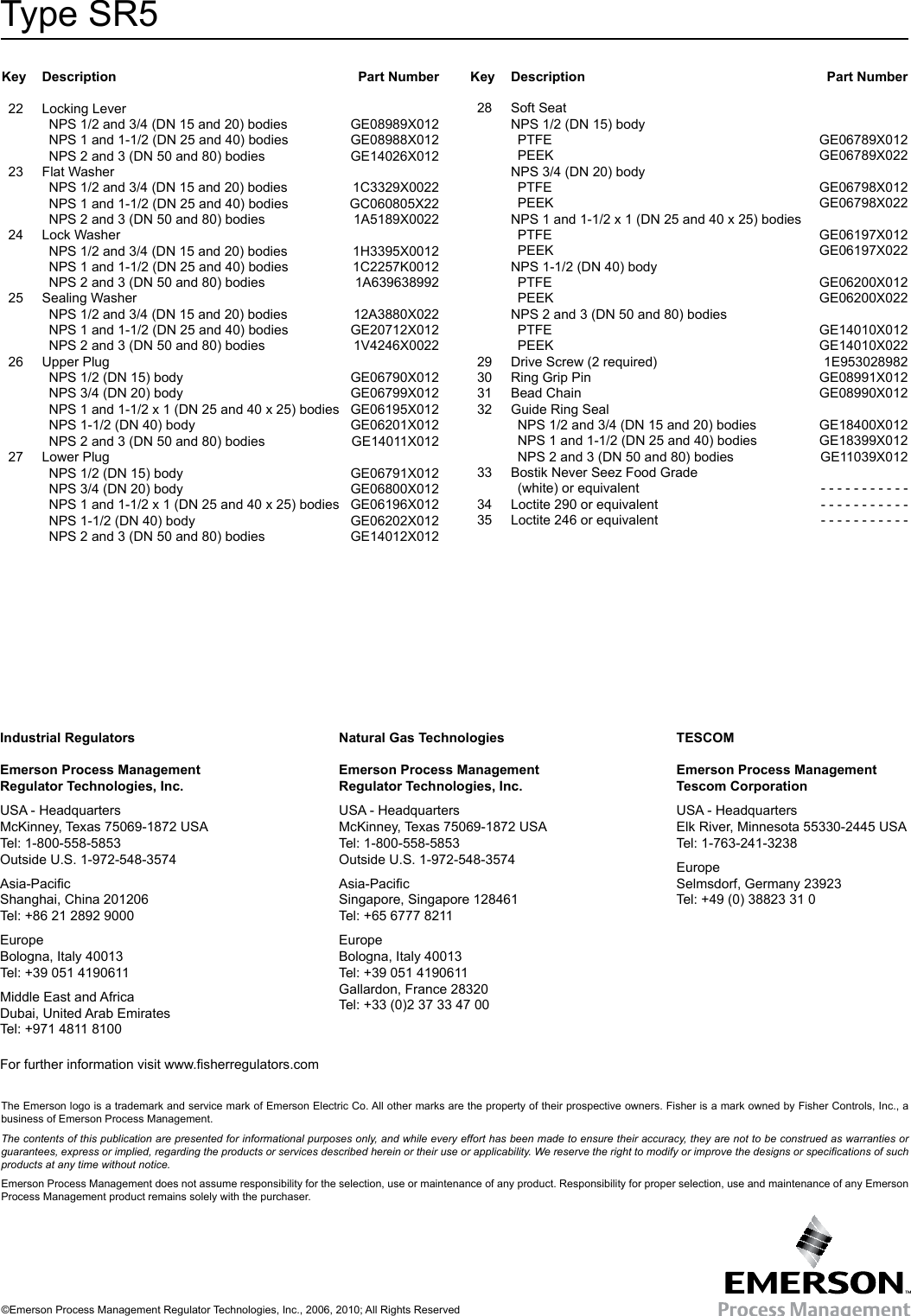 Page 12 of 12 - Emerson Emerson-Type-Sr5-Sanitary-Pressure-Regulator-Instruction-Manual-  Emerson-type-sr5-sanitary-pressure-regulator-instruction-manual