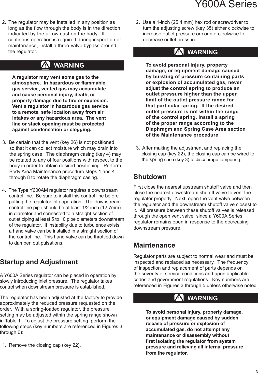 Page 3 of 8 - Emerson Emerson-Y600A-Series-Pressure-Reducing-Regulators-Instruction-Manual-  Emerson-y600a-series-pressure-reducing-regulators-instruction-manual