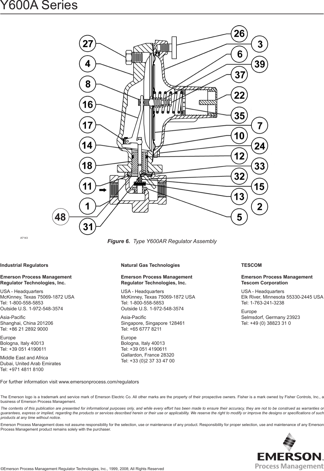 Page 8 of 8 - Emerson Emerson-Y600A-Series-Pressure-Reducing-Regulators-Instruction-Manual-  Emerson-y600a-series-pressure-reducing-regulators-instruction-manual