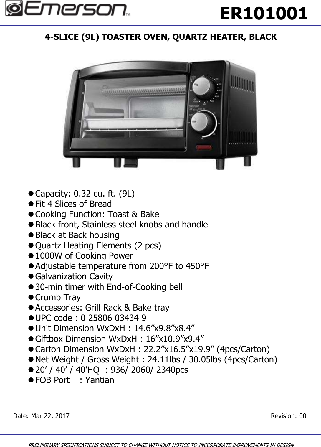 Page 1 of 1 - Emerson - Spec Sheet ER101001 File