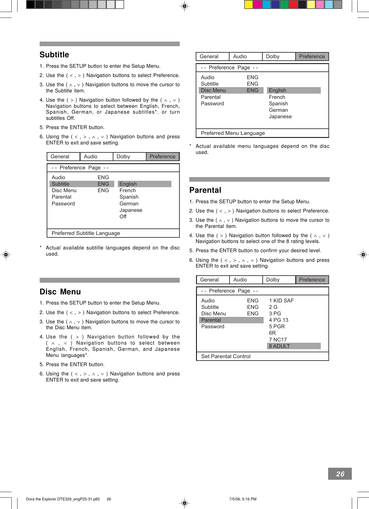 Page 2 of 7 - Emerson Dora The Explorer DTE329_engP25-31.p65 File