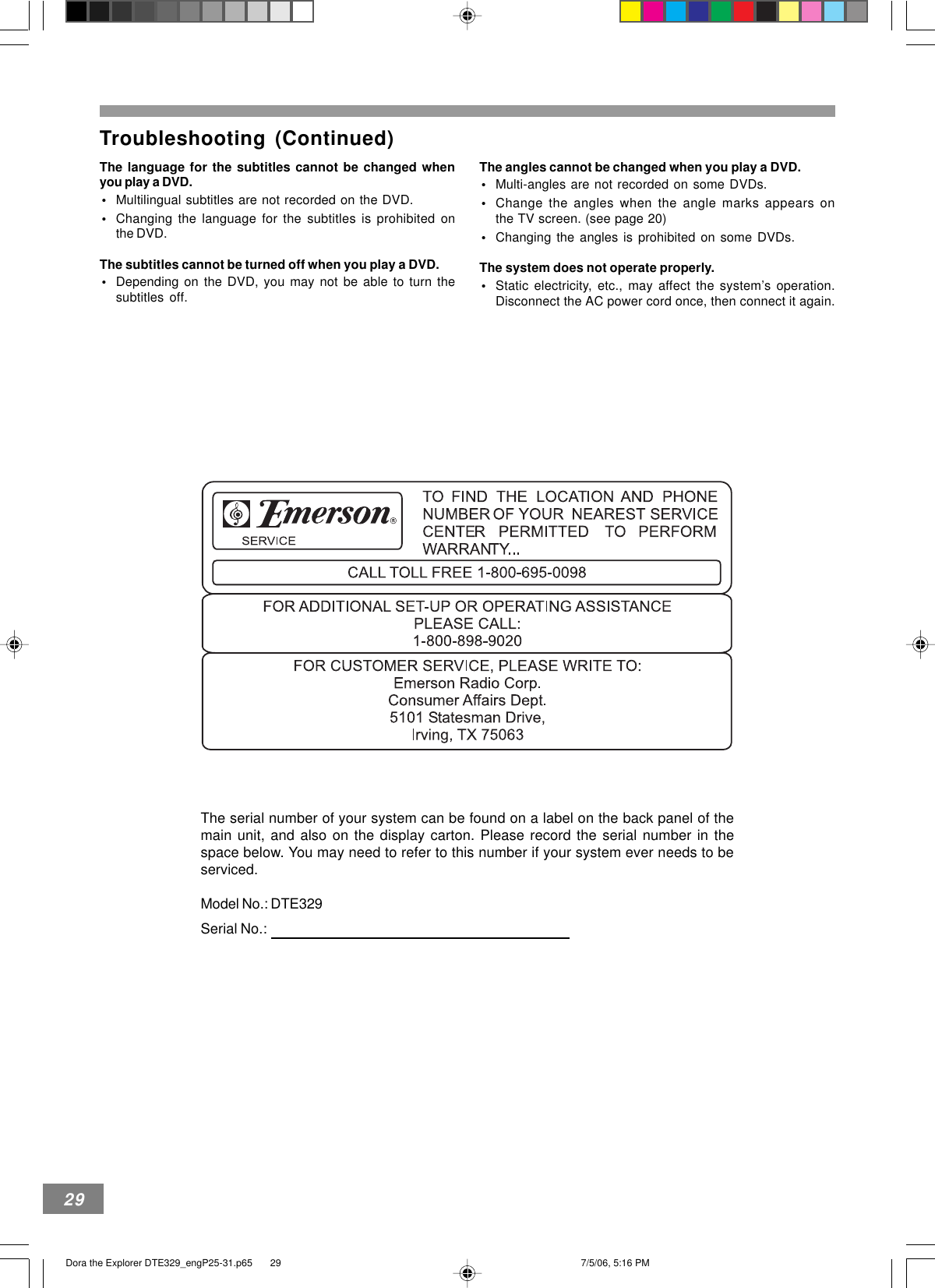 Page 5 of 7 - Emerson Dora The Explorer DTE329_engP25-31.p65 File