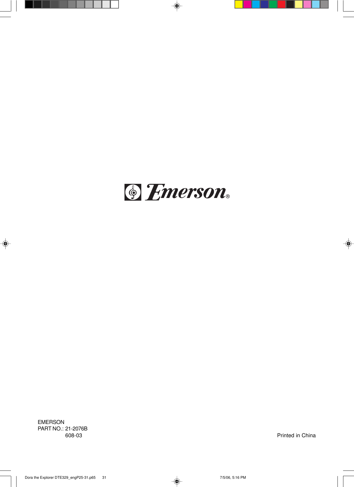 Page 7 of 7 - Emerson Dora The Explorer DTE329_engP25-31.p65 File