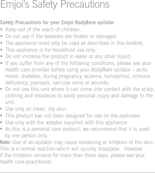 Page 4 of 12 - Emjoi Emjoi-Emjoi-Electric-Shaver-Ap17Ltr-Users-Manual-  Emjoi-emjoi-electric-shaver-ap17ltr-users-manual