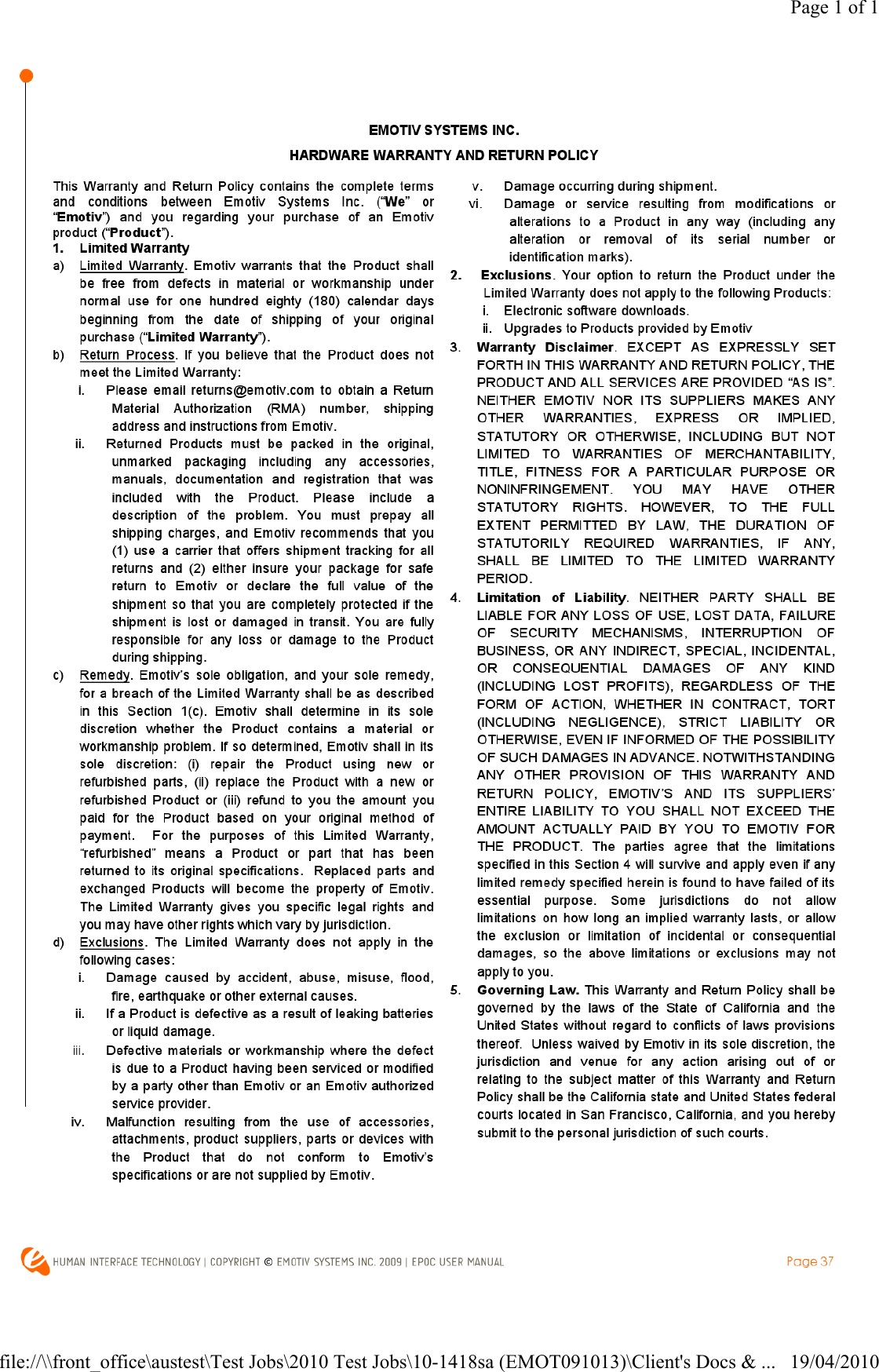 Page 1 of 119/04/2010file://\\front_office\austest\Test Jobs\2010 Test Jobs\10-1418sa (EMOT091013)\Client's Docs &amp; ...
