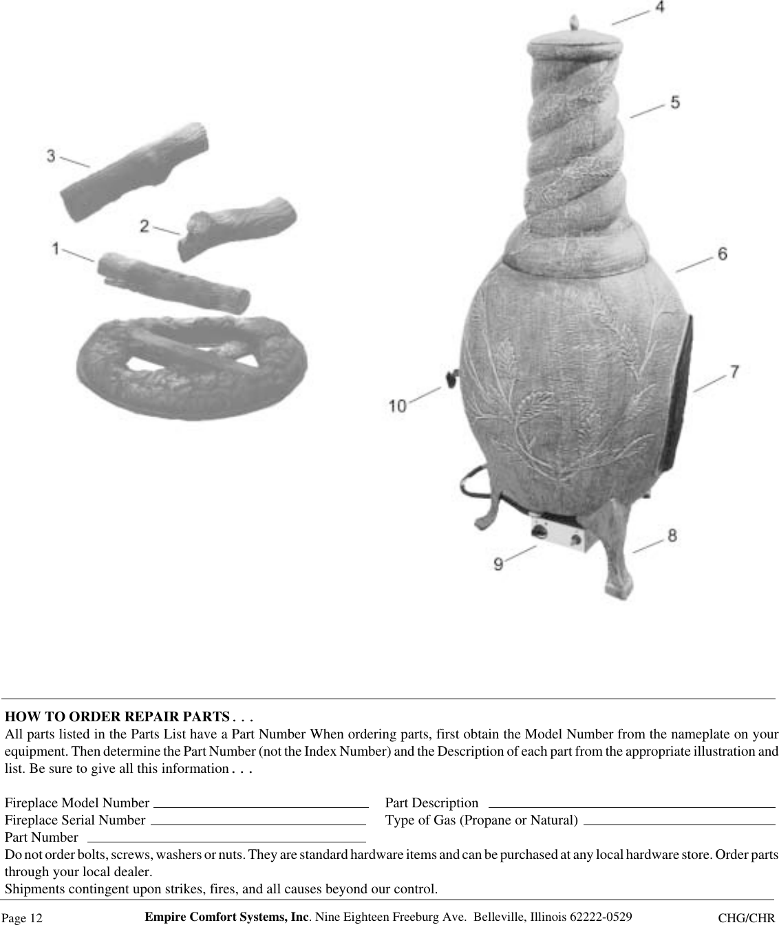 Empire Comfort Systems Chg Users Manual