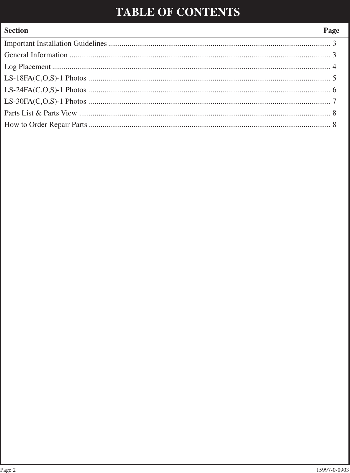 Empire Comfort Systems Ls 18fac 1 Users Manual 15997 0 0903 Ls Fa