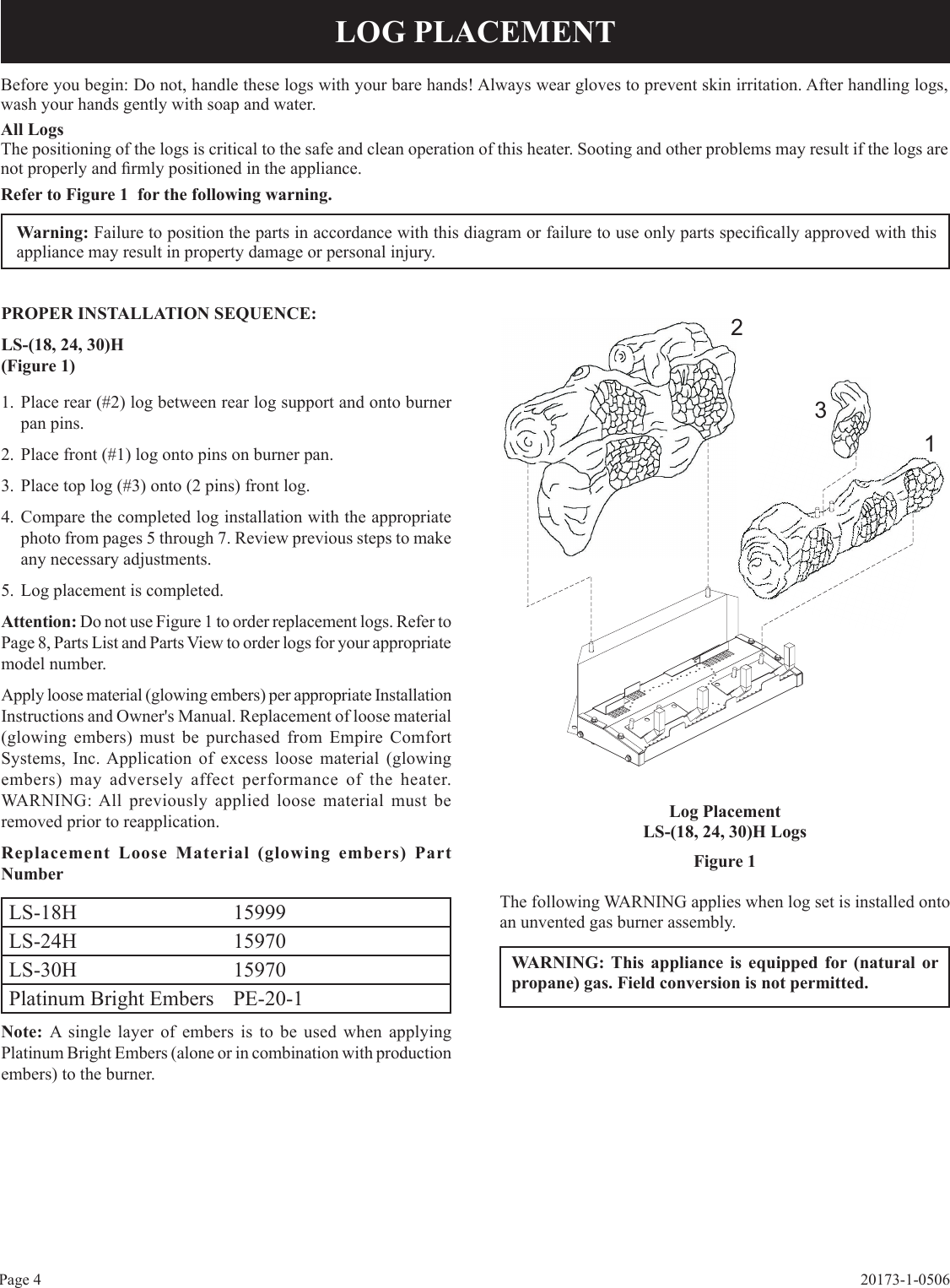 Empire Comfort Systems Ls 18h 1 Users Manual 20173 0506 18 24 30