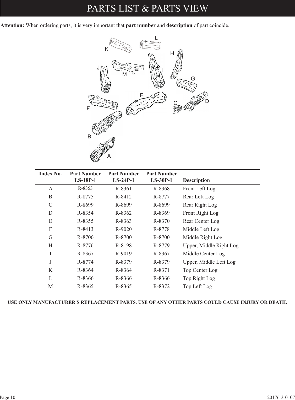 Page 10 of 12 - Empire-Comfort-Systems Empire-Comfort-Systems-Ls-18P-1-Users-Manual- 20176-3-0107 LS-(18,24,30)P-1 Ponderosa Logs  Empire-comfort-systems-ls-18p-1-users-manual