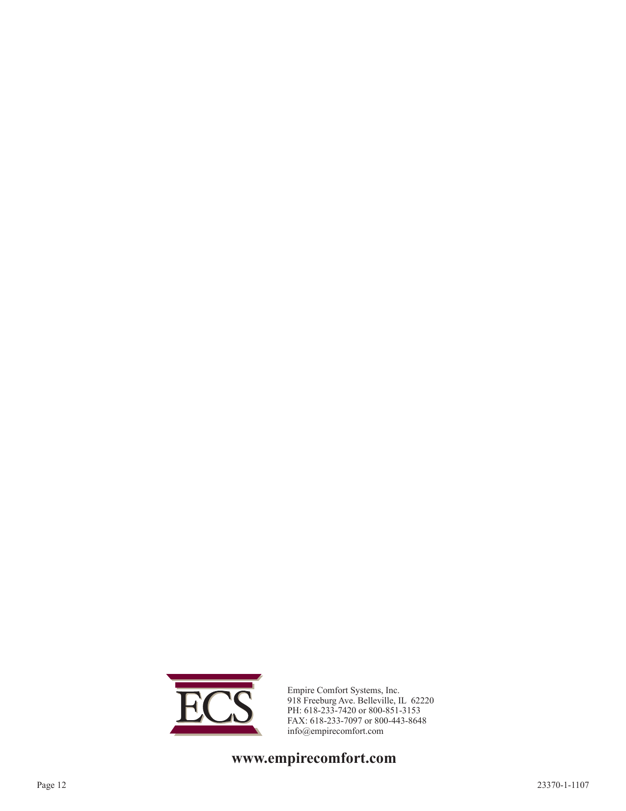 Empire Comfort Systems Lsu18rr 1 Users Manual 23370 1107 Lsu 18 24