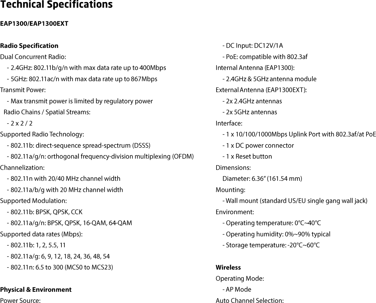 Technical Specifications   
